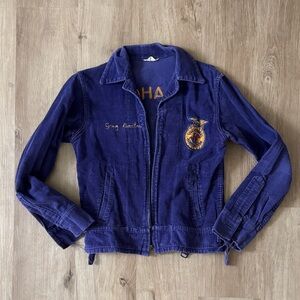 Vintage Purple Blue Jacket with Embroidered Patch sz S